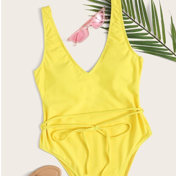 Other - Swimsuit Tie Front High Leg One Piece MED.…